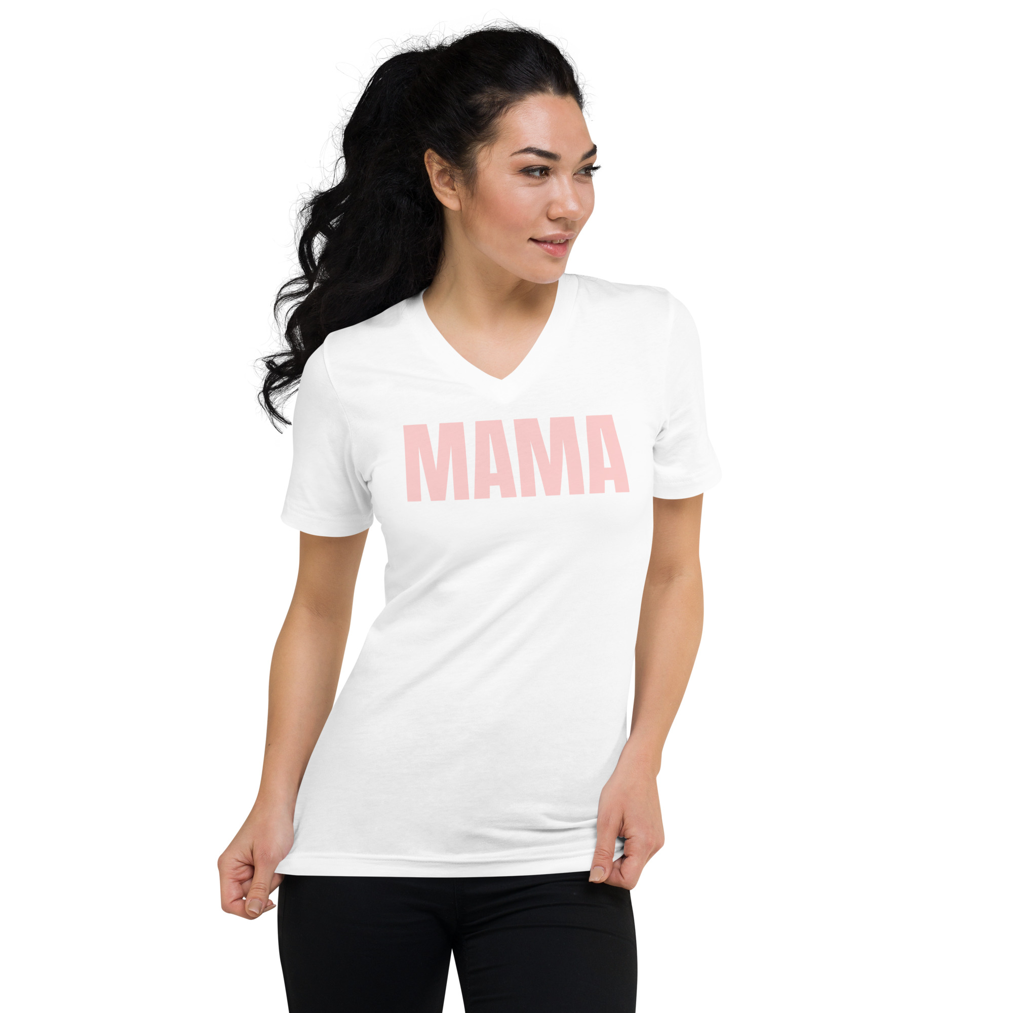 “MAMA” – Kurzärmeliges Unisex-T-Shirt mit V-Ausschnitt