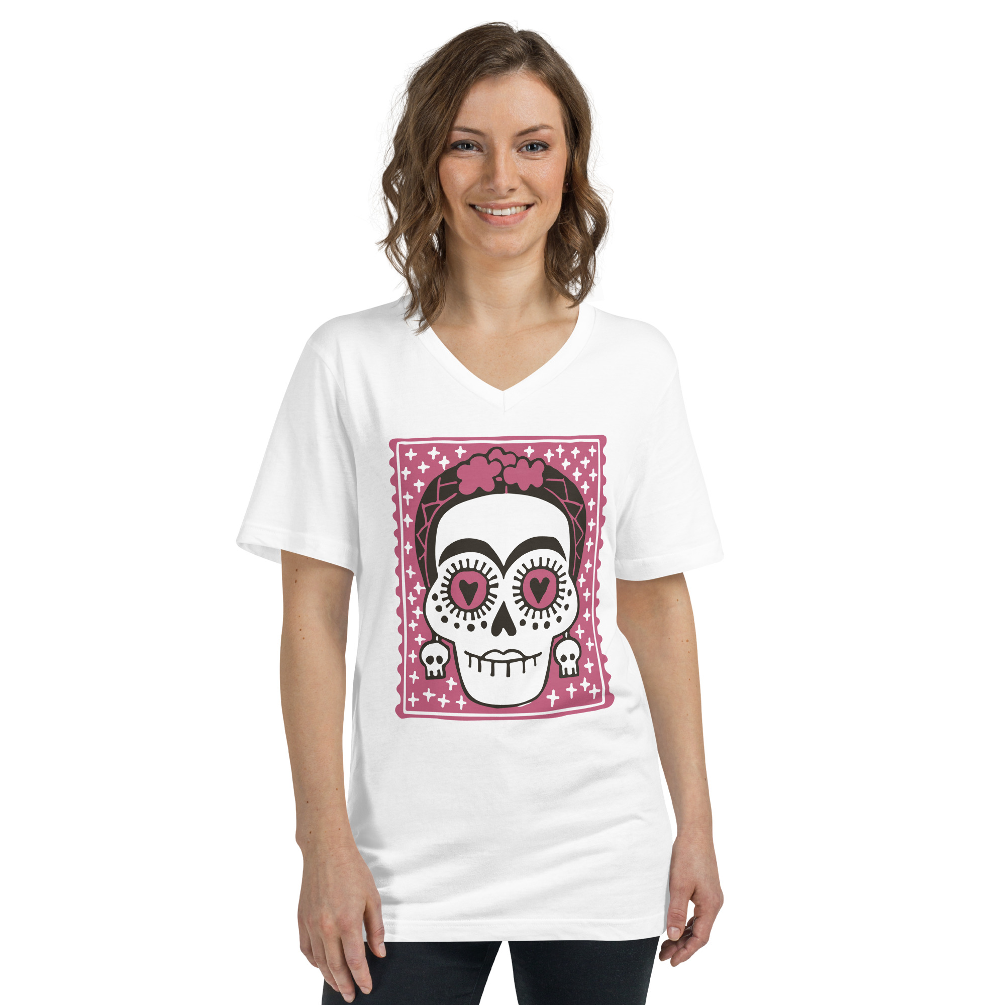 “Halloween” – Kurzärmeliges Unisex-T-Shirt mit V-Ausschnitt