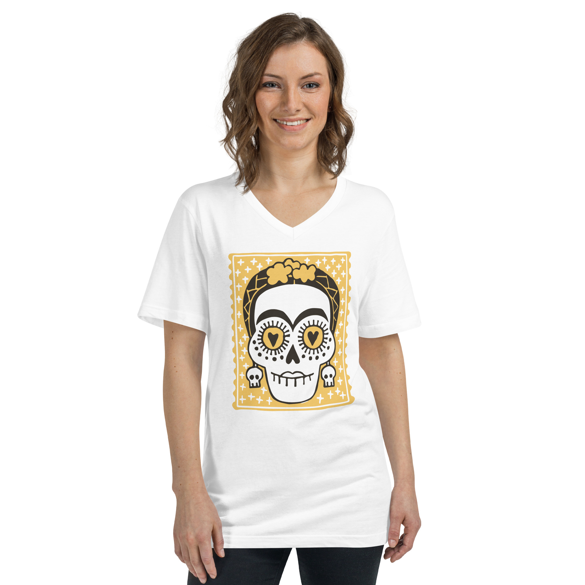 “Halloween” – Kurzärmeliges Unisex-T-Shirt mit V-Ausschnitt