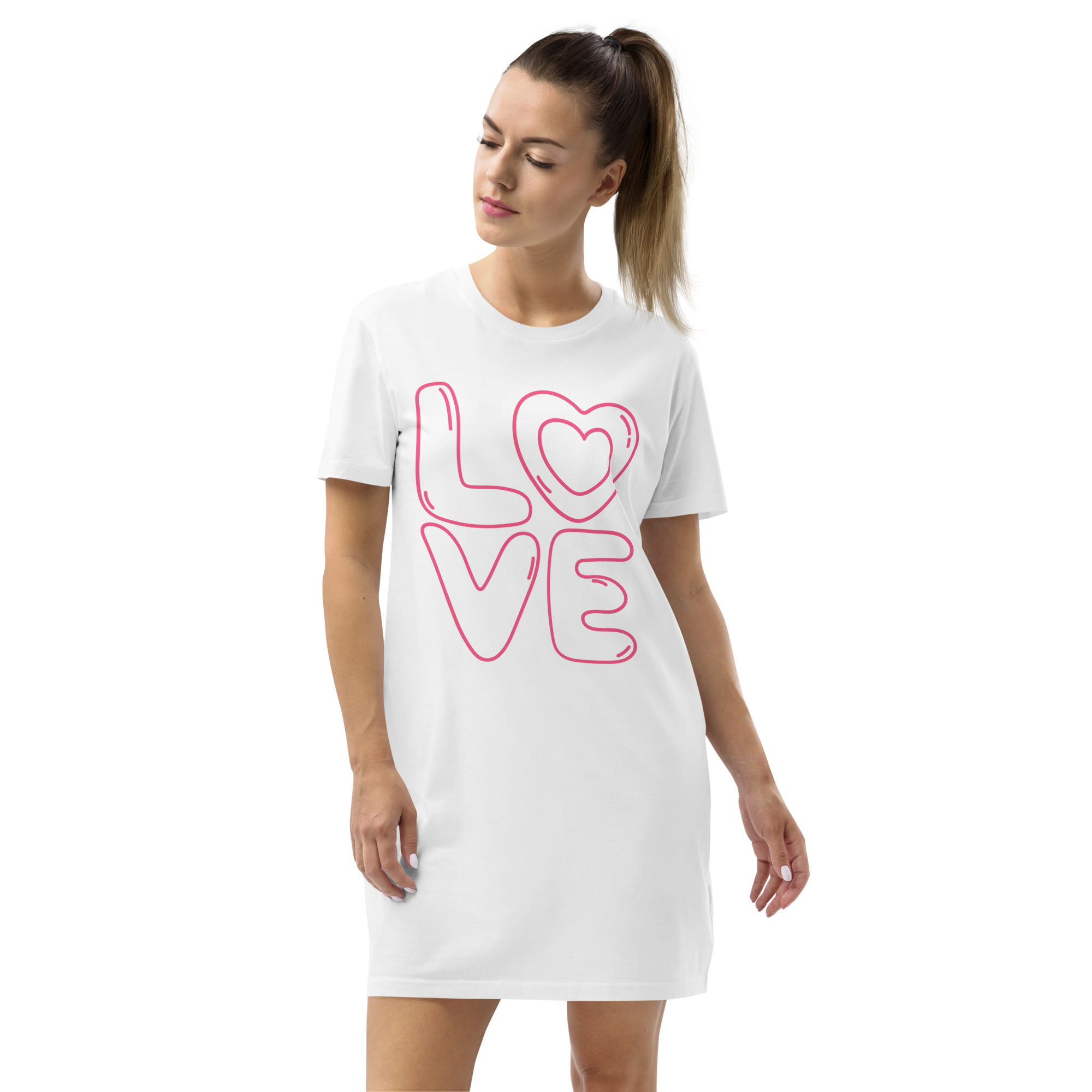 “Love” – T-Shirt-Kleid aus organischer Baumwolle