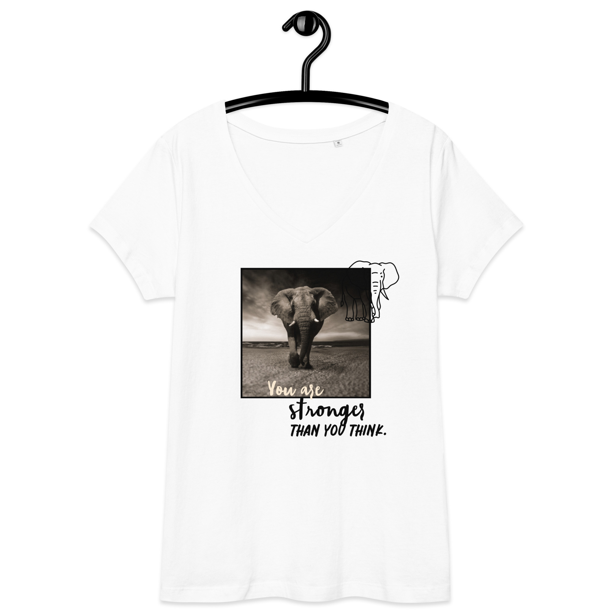 “Elefant” – Eng anliegendes Damen-T-Shirt mit V-Ausschnitt