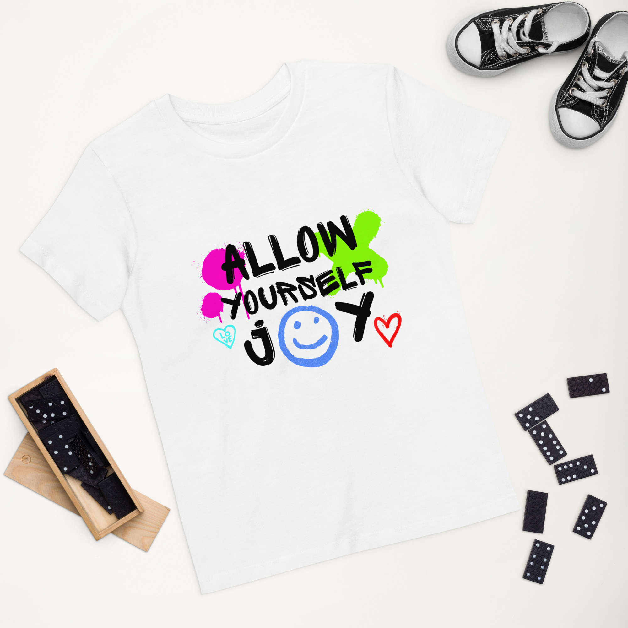 „Allow yourself joy“ – Bio-Baumwoll-T-Shirt für Kinder