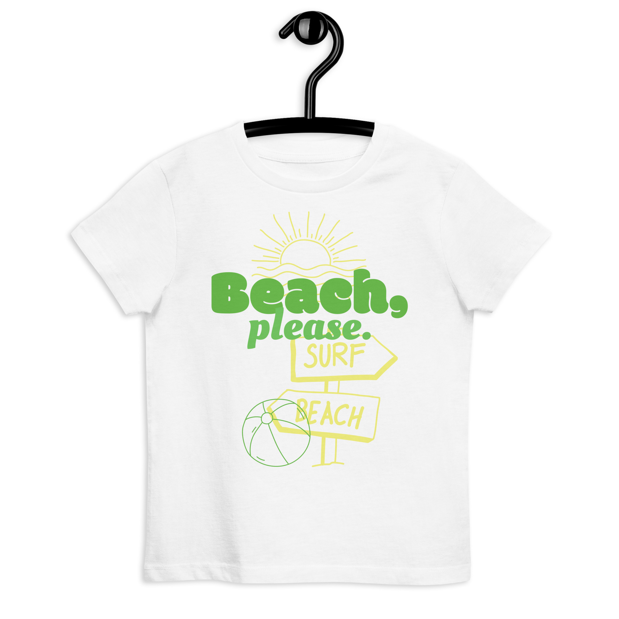 „Beach, please.“ – Kindershirt aus Bio-Baumwolle